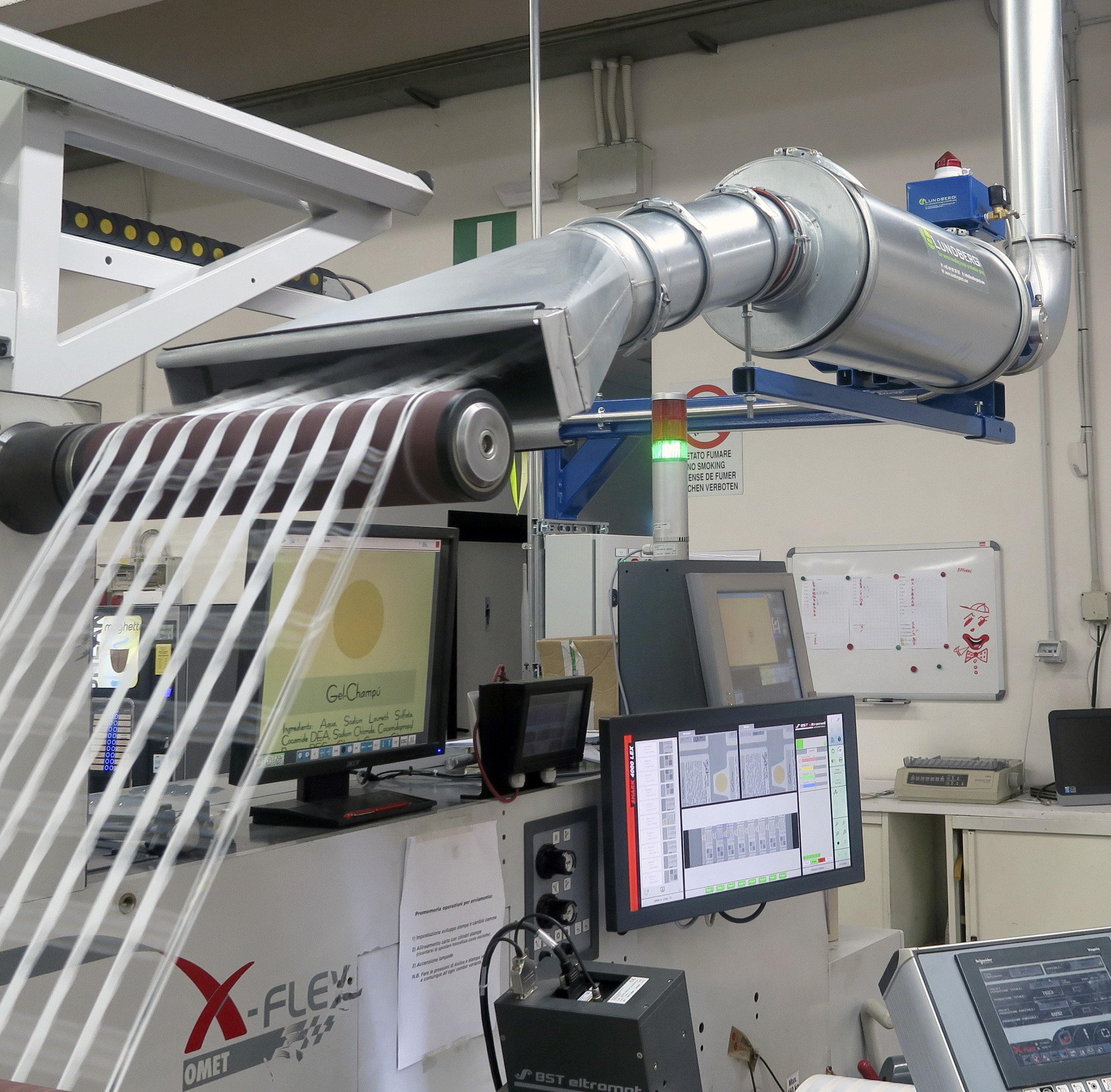 Label converting matrix and trim waste handling system